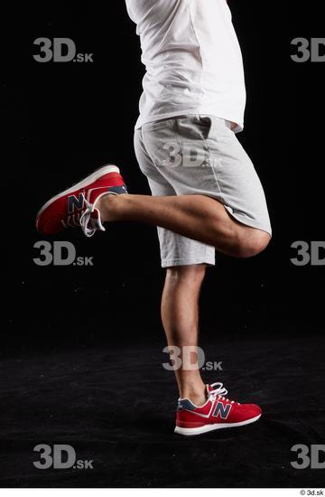 Calf Man White Sports Shorts Chubby Studio photo references