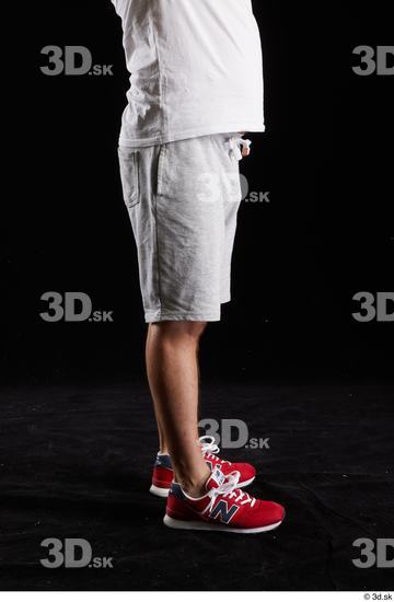 Leg Man White Sports Shorts Chubby Studio photo references