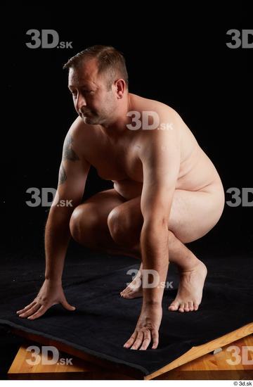 Whole Body Man White Nude Chubby Kneeling Studio photo references