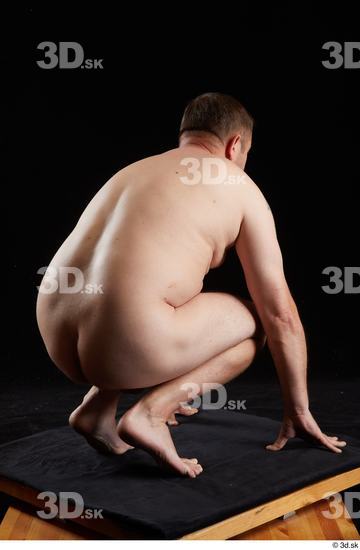 Whole Body Man White Nude Chubby Kneeling Studio photo references