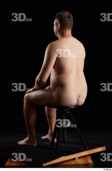 Whole Body Man White Nude Chubby Sitting Studio photo references