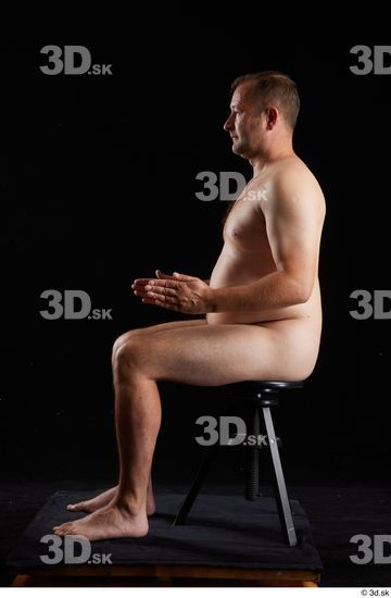 Whole Body Man White Nude Chubby Sitting Studio photo references