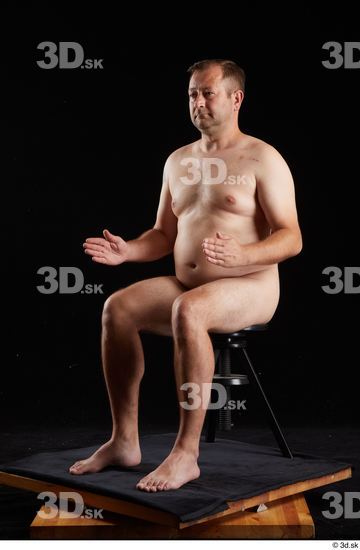 Whole Body Man White Nude Chubby Sitting Studio photo references