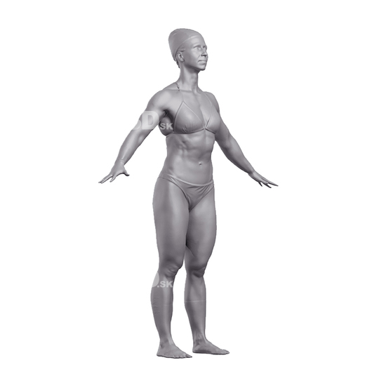 Head Woman White Underwear 3D Artec Bodies