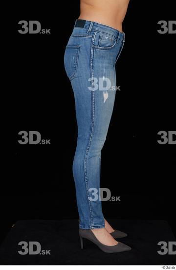 Serina Gomez blue jeans casual dressed grey high heels leg  jpg