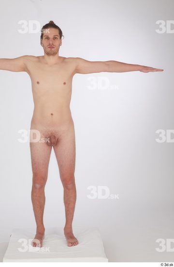 Whole Body Man T poses White Nude Slim Standing Studio photo references