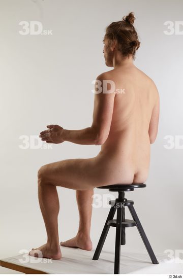 Whole Body Man White Nude Slim Sitting Studio photo references