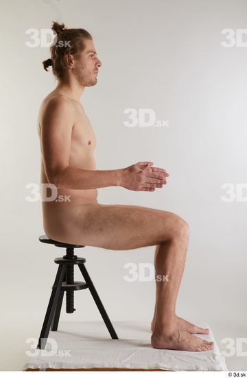 Whole Body Man White Nude Slim Sitting Studio photo references