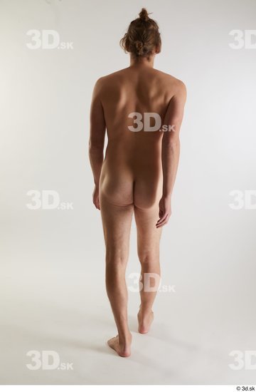 Whole Body Back Man White Nude Slim Walking Studio photo references