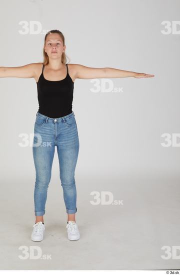 Whole Body Woman T poses White Casual Slim Standing Street photo references