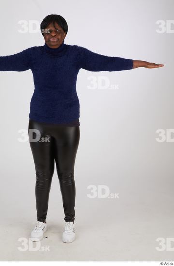Whole Body Woman T poses Black Casual Chubby Standing Street photo references