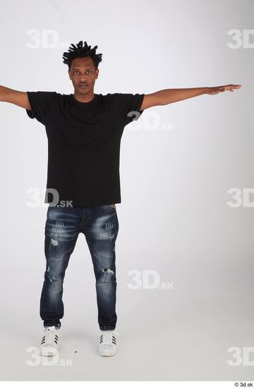 Whole Body Man T poses Black Casual Slim Standing Street photo references