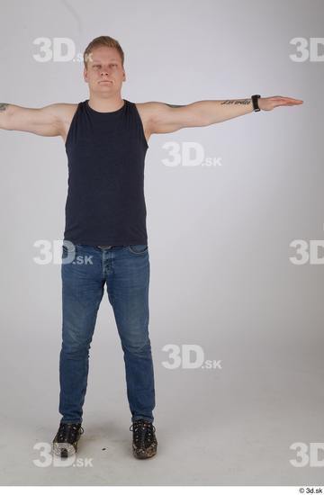 Whole Body Man T poses White Casual Slim Standing Street photo references