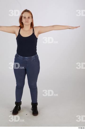 Whole Body Woman T poses White Casual Chubby Standing Street photo references