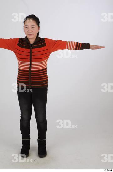 Whole Body Woman T poses Asian Casual Slim Standing Street photo references