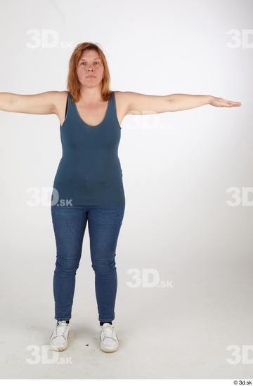 Whole Body Woman T poses White Casual Chubby Standing Street photo references