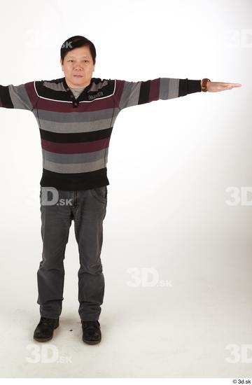 Whole Body Man T poses Asian Casual Slim Standing Street photo references