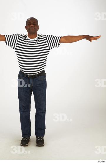 Whole Body Man T poses Black Casual Slim Standing Street photo references