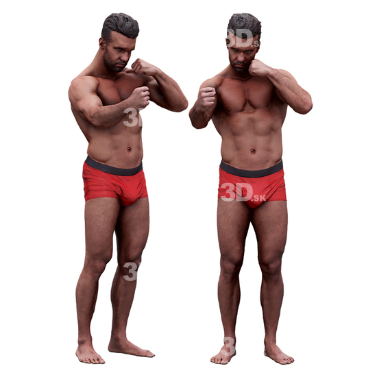 Whole Body Man White Underwear Muscular Bearded 3D Cleaned Bodies