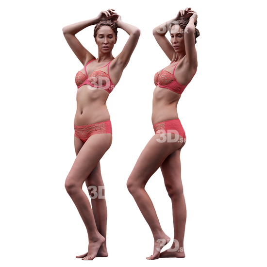 Whole Body Woman White Underwear Athletic 3D Cleaned Bodies