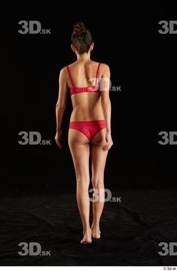 Whole Body Back Woman White Underwear Bra Slim Walking Panties Studio photo references