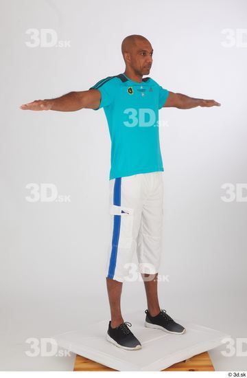 Whole Body Man T poses Black Sports Shirt Shorts Slim Standing Studio photo references