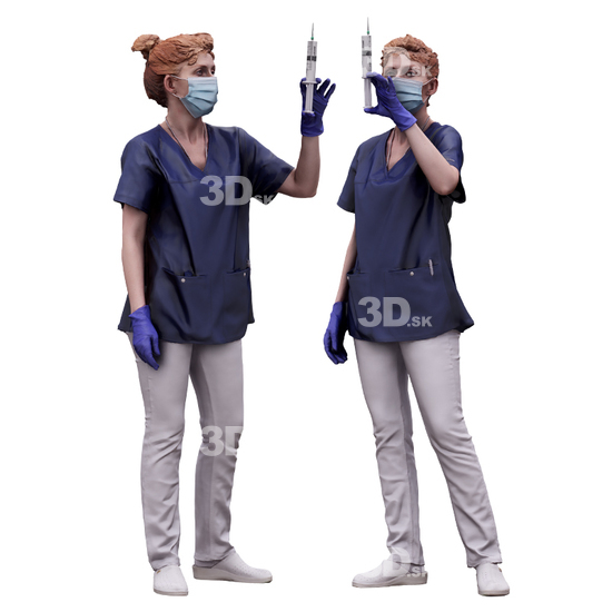 Whole Body Woman White Uniform 3D Cleaned Bodies