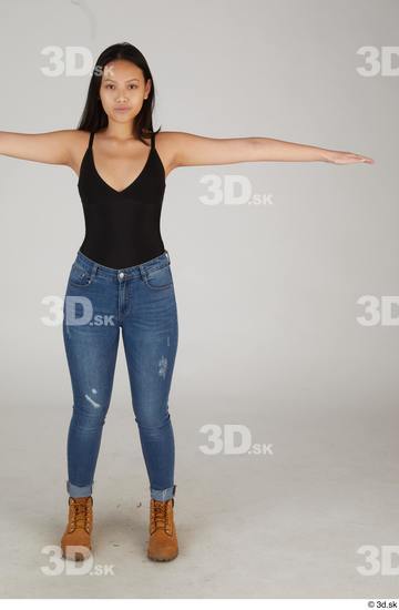 Whole Body Woman T poses Asian Casual Slim Standing Street photo references