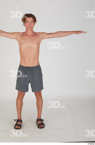 Whole Body Man T poses White Casual Slim Standing Street photo references