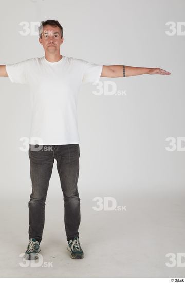 Whole Body Man T poses White Casual Slim Standing Street photo references