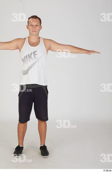 Whole Body Man T poses White Casual Slim Standing Street photo references