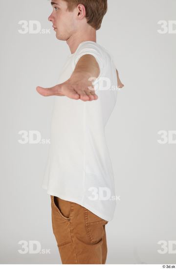 Upper Body Man White Casual Slim Street photo references