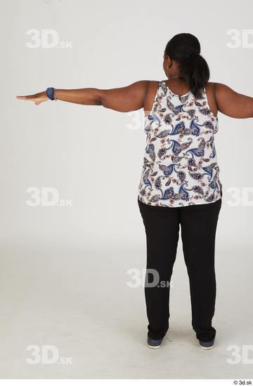 Whole Body Woman T poses Black Chubby Standing Street photo references