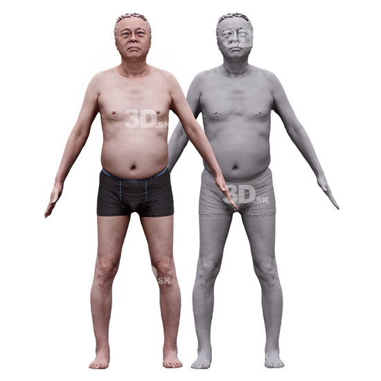 Whole Body Man Asian Underwear 3D RAW A-Pose Bodies