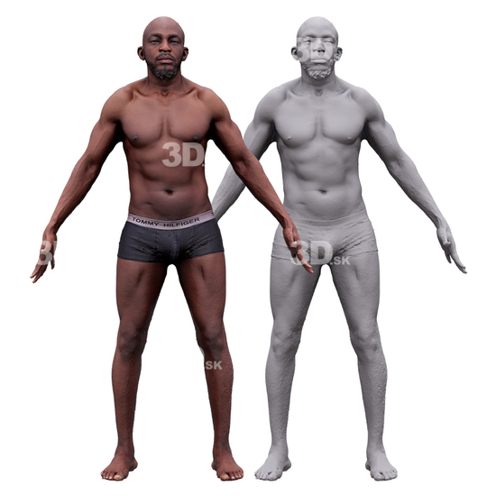 Whole Body Man Black Underwear 3D RAW A-Pose Bodies