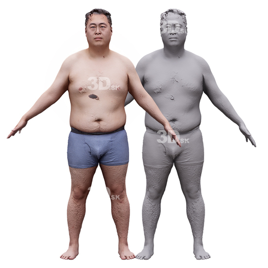 Whole Body Man Asian Underwear 3D RAW A-Pose Bodies