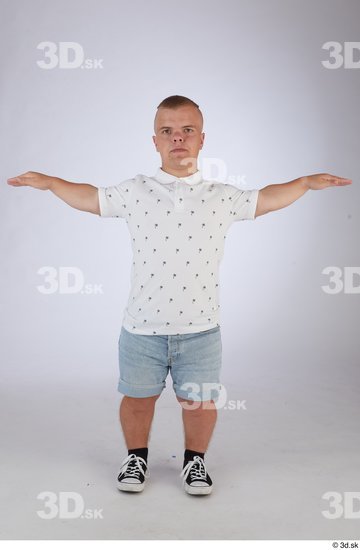 Whole Body Man T poses White Casual Slim Standing Street photo references