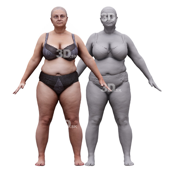 Whole Body Woman White Underwear 3D RAW A-Pose Bodies