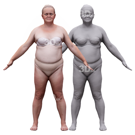 Whole Body Woman White Underwear 3D RAW A-Pose Bodies