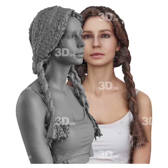 Head Woman White 3D Groom Raw