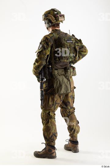 Whole Body Weapons-Rifle Man Pose with machine rifle White Uniform Athletic Studio photo references