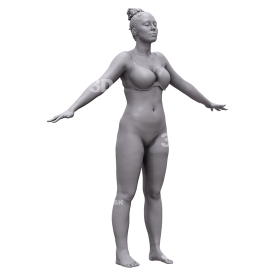 Whole Body Woman White Underwear 3D Artec Bodies