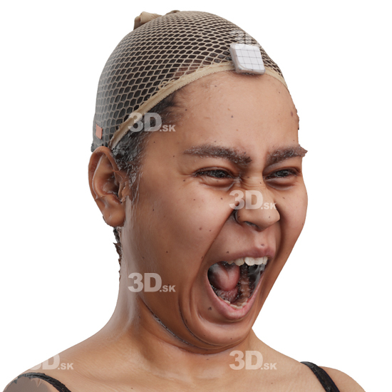 Head Woman Asian 3D Phonemes And Emotions