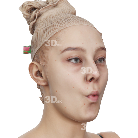 Head Woman White 3D Phonemes And Emotions