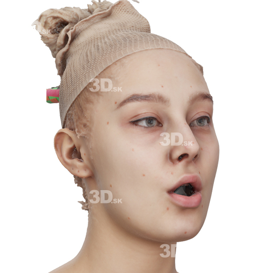 Head Woman White 3D Phonemes And Emotions