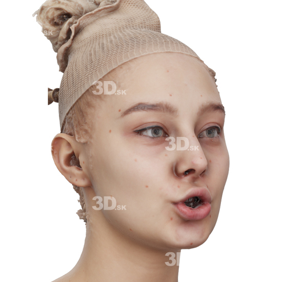 Head Woman White 3D Phonemes And Emotions