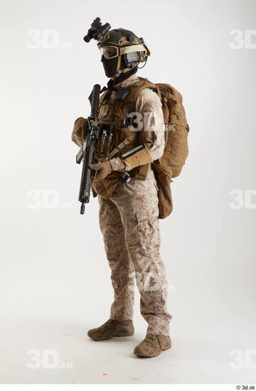 Weapons-Rifle Man Pose with machine rifle White Army Athletic Studio photo references