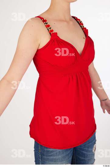 Olivia Sparkle casual dressed red spaghetti strap top upper body  jpg