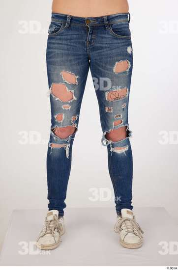 Olivia Sparkle blue jeans with holes casual dressed leg lower body white sneakers  jpg