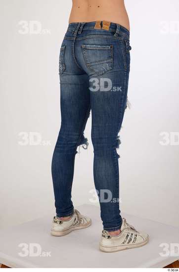 Olivia Sparkle blue jeans with holes casual dressed leg lower body white sneakers  jpg